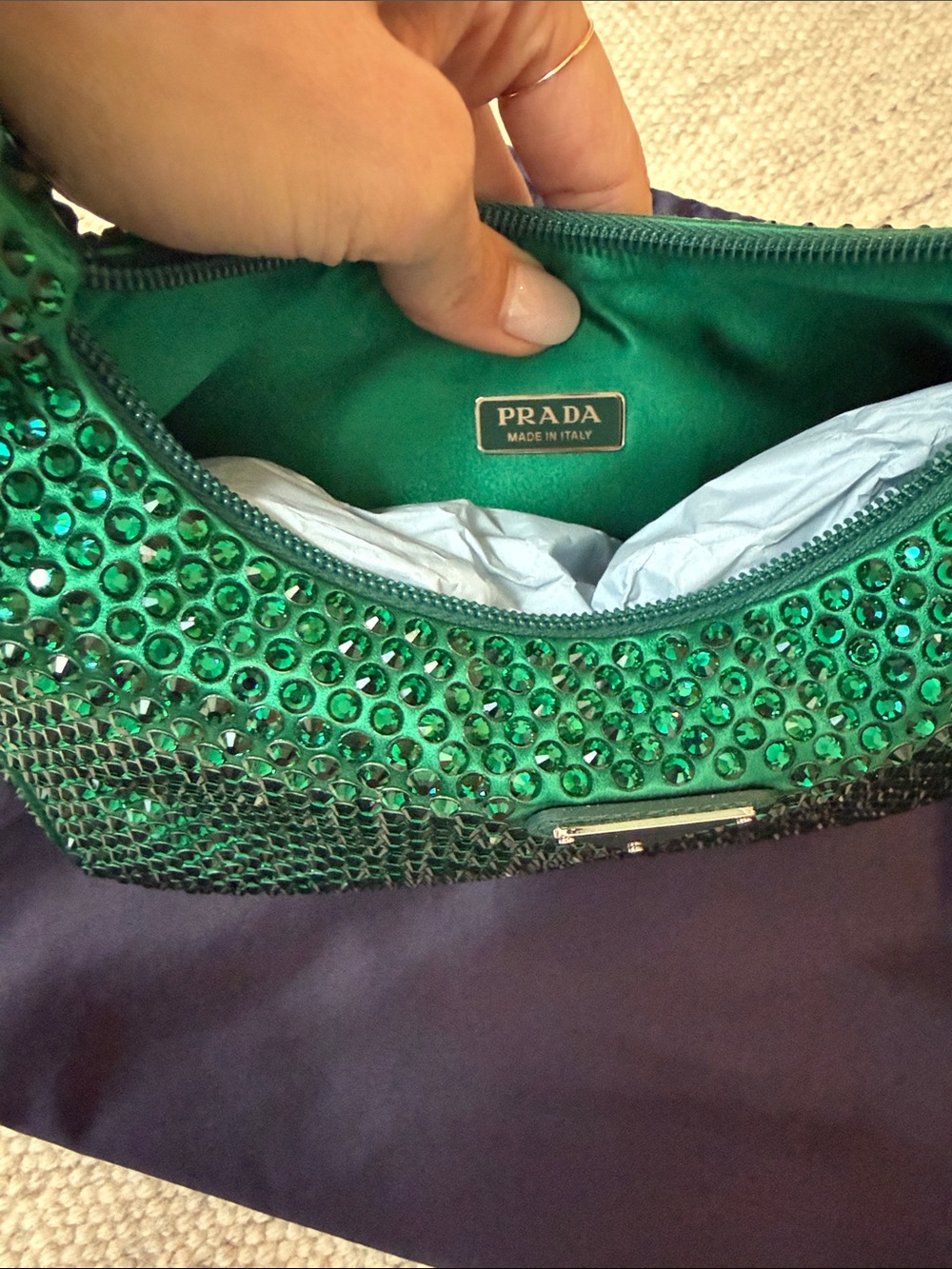 Prada Crystal Embellished Re-Edition 2000 in Green - Picture 12 of 13